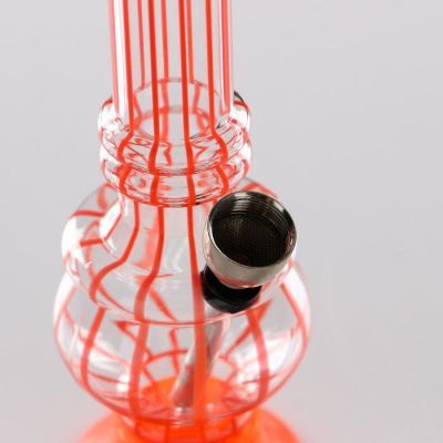 Бонг прямой "Полосы", колба-шар, 20 см, микс