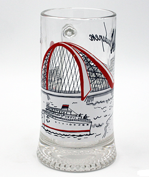 Пивная кружка стеклянная "Новосибирск. Бугринский мост" (330 мл)
