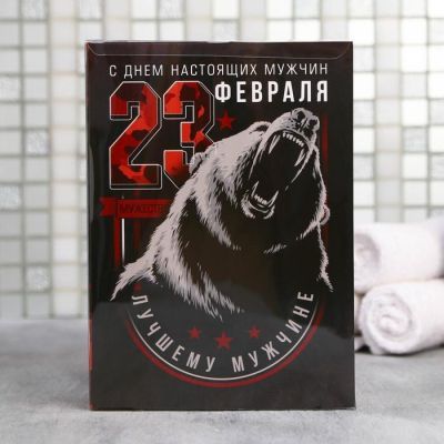 Набор "С 23 Февраля, медведь" гель для душа пуля, аромат парфюма, шампунь граната
