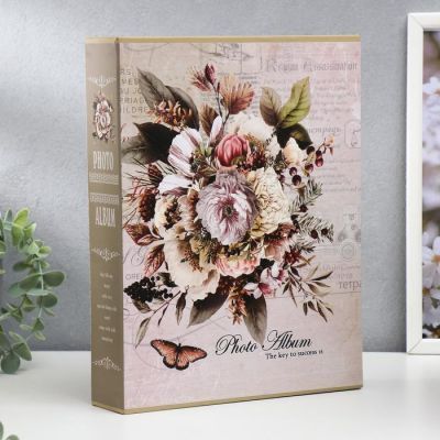 Фотоальбом на 200 фото 13х18 см "Букет" в коробке, зол.обвод МИКС 29,7х23х5,5 см